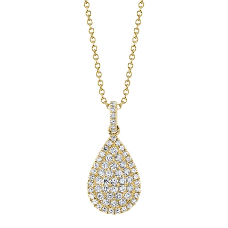 1.09Ct 14K Yellow Gold Diamond Pear Necklace