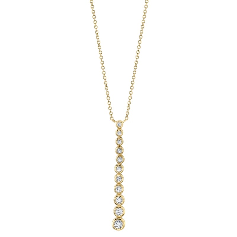 0.37Ct 14K Yellow Gold Diamond Bezel Journey Necklace