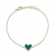 0.09Ct Diamond & 0.81Ct Malachite 14K Yellow Gold Heart Bracelet