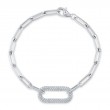 0.55Ct 14K White Gold Diamond Pave Paper Clip Link Bracelet