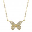 0.15Ct 14K Yellow Gold Diamond Butterfly Necklace
