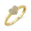 0.12Ct 14K Yellow Gold Diamond Pave Ribbed Heart Ring