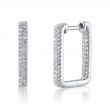 0.27Ct 14K White Gold Diamond Rectangle Hoop Earrings