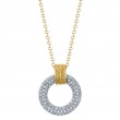0.18Ct 14K Two Tone Yellow And White Gold Diamond Circle Necklace