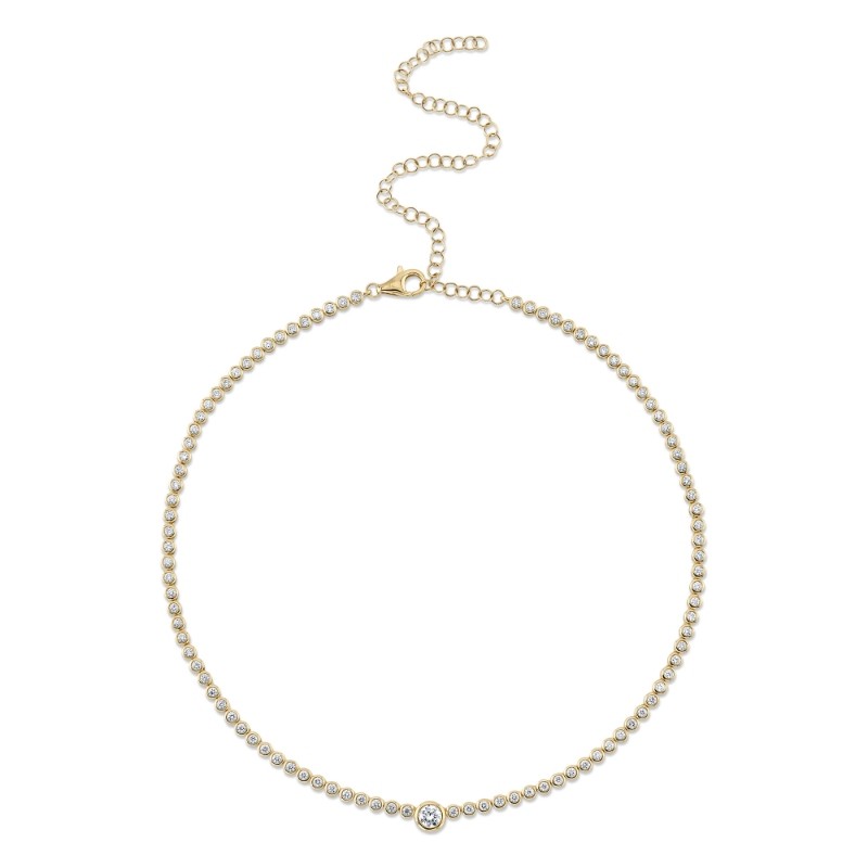 2.89Ct 14K Yellow Gold Diamond Bezel Tennis Necklace