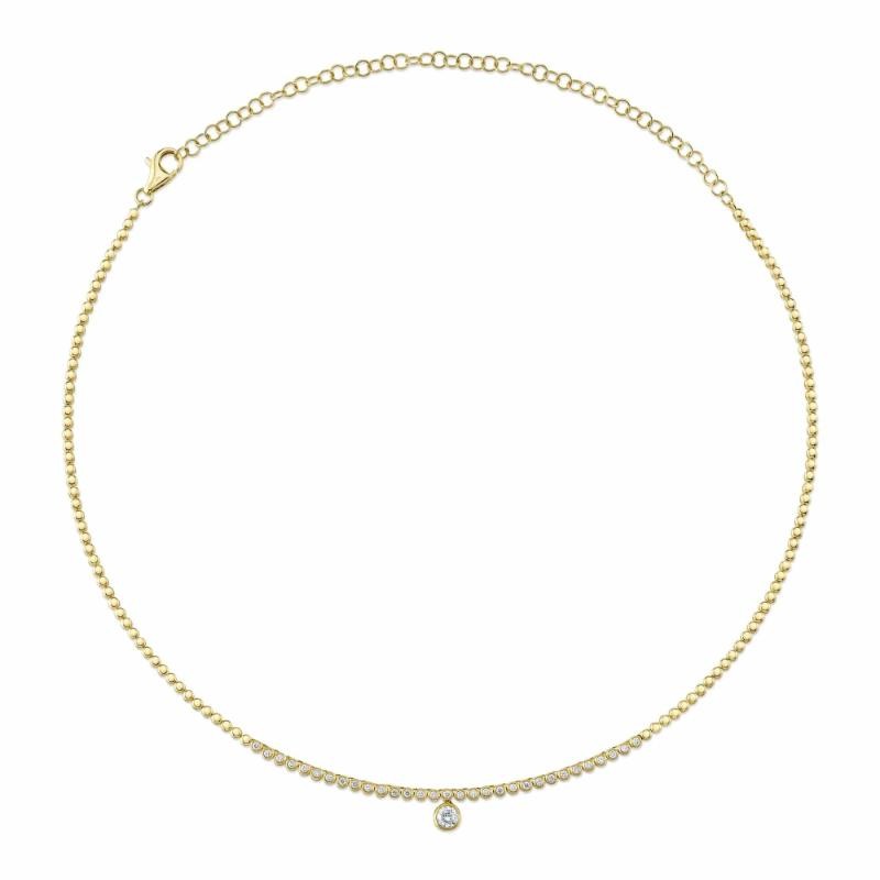 0.69Ct 14K Yellow Gold Diamond Bezel Necklace