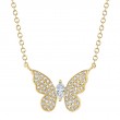 0.23Ct 14K Yellow Gold Diamond Marquise Butterfly Necklace