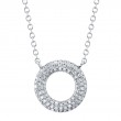 0.21Ct 14K White Gold Diamond Pave Circle Necklace