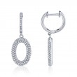 0.49Ct 14K White Gold Diamond Pave Oval Earrings