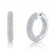 3.94Ct 14K White Gold Diamond Pave Hoop Earrings