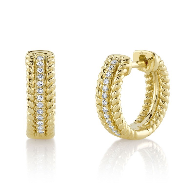 14K Yellow Gold Huggie Hoop Earrings