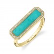 0.11Ct Diamond & 1.03Ct Composite Turquoise 14K Yellow Gold Bar Ring