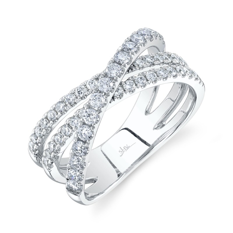 0.79Ct 14K White Gold Diamond Bridge Ring