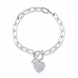 0.41Ct 14K White Gold Diamond Paper Clip Link Pave Heart Bracelet