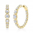 3.63Ct 14K Yellow Gold Diamond Crown Setting Hoop Earrings