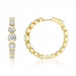 3.63Ct 14K Yellow Gold Diamond Crown Setting Hoop Earrings