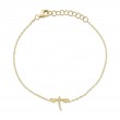 0.03Ct 14K Yellow Gold Diamond Dragonfly Matte Bracelet