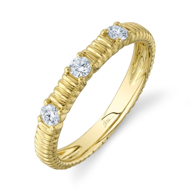 0.24Ct 14K Yellow Gold Diamond Ribbed Band