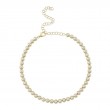 14K Yellow Gold Cultured Pearl Bezel Tennis Necklace