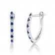 0.09Ct Diamond & 0.14Ct Blue Sapphire 14K White Gold Hoop Earrings