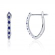 0.09Ct Diamond & 0.14Ct Blue Sapphire 14K White Gold Hoop Earrings