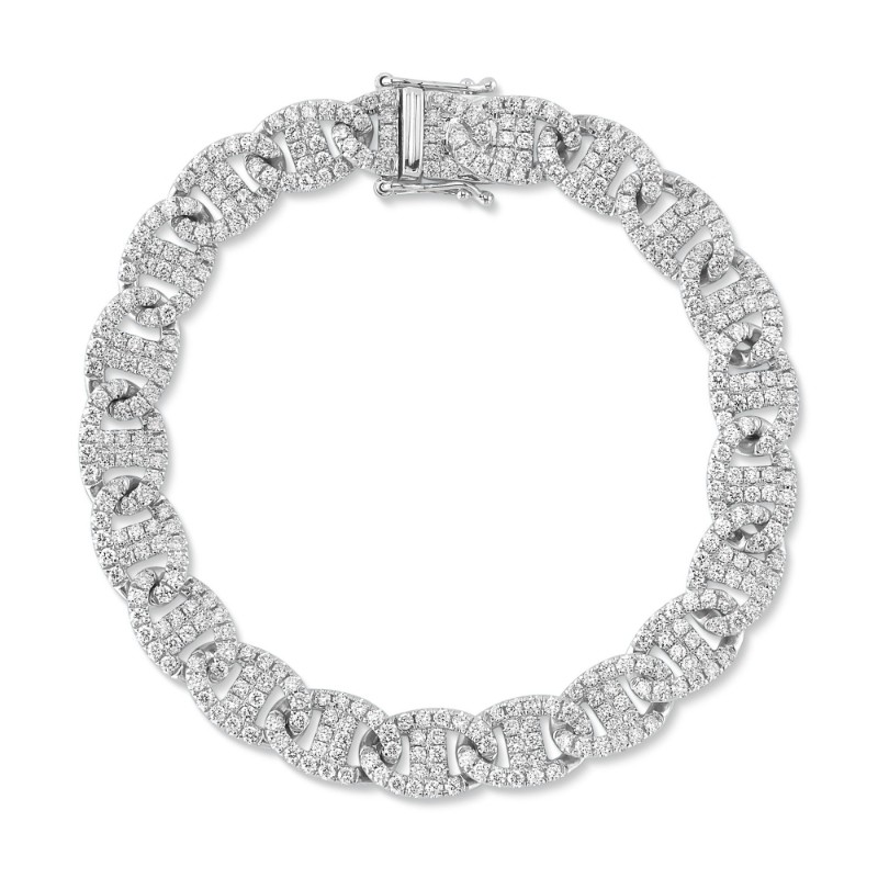 4.05Ct 14K White Gold Diamond Link Bracelet