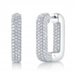 4.13Ct 14K White Gold Diamond Pave Rectangle Hoop Earrings