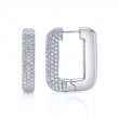 4.13Ct 14K White Gold Diamond Pave Rectangle Hoop Earrings