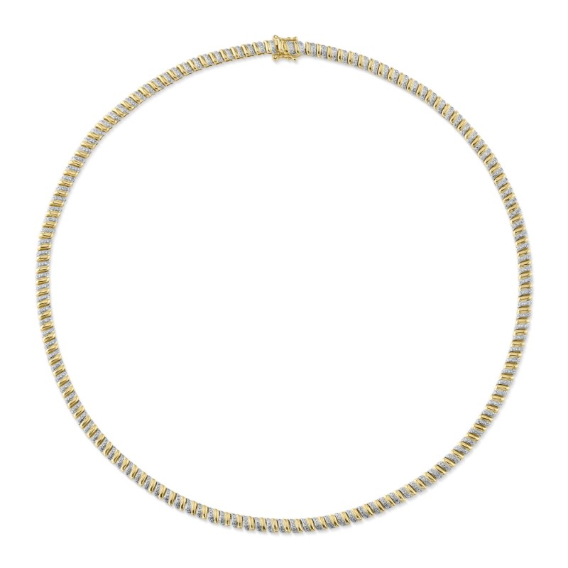 1.41Ct 14K Yellow Gold Diamond Ribbed Necklace