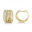 0.83Ct 14K Yellow Gold Diamond Bridge Hoop Earrings