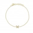 0.08Ct 14K Yellow Gold Diamond Butterfly Bracelet