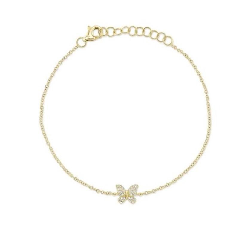 0.08Ct 14K Yellow Gold Diamond Butterfly Bracelet