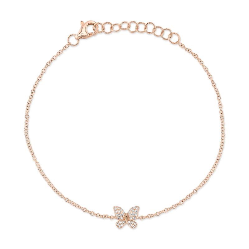 0.08Ct 14K Rose Gold Diamond Butterfly Bracelet