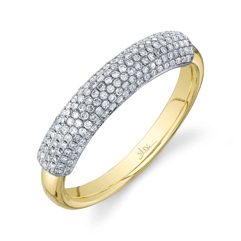 0.37Ct 14K Two Tone Diamond Pave Band