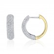 0.58Ct 14K Two Tone Diamond Pave Huggie Earrings