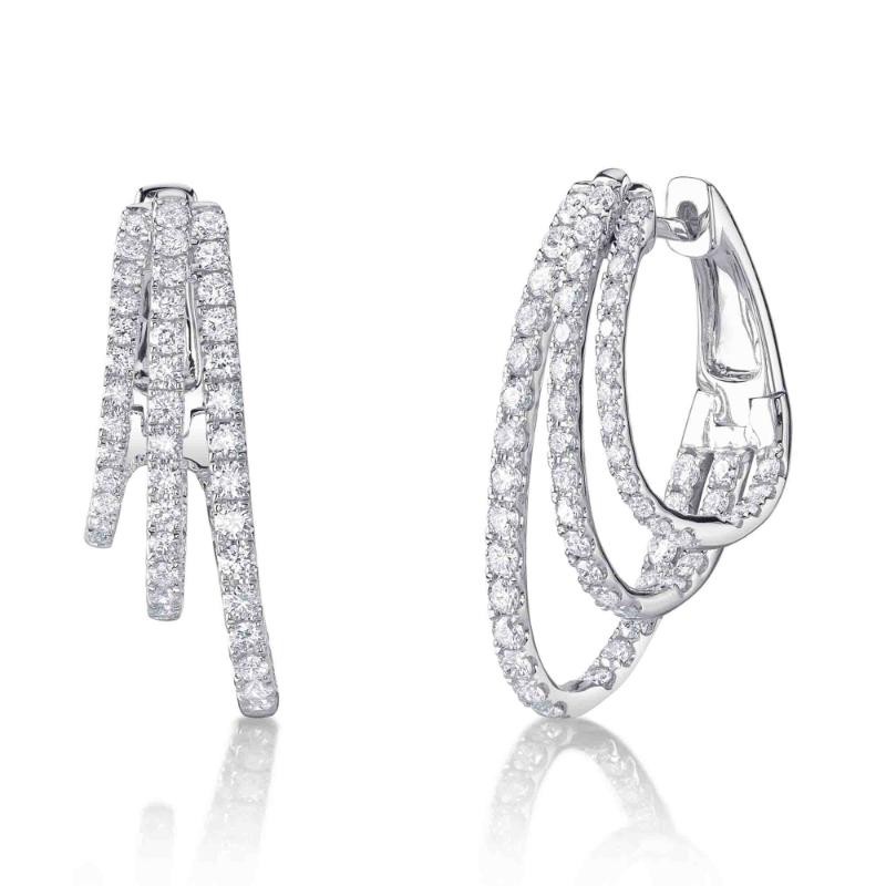 1.58Ct 14K White Gold Diamond Oval Hoop Earrings