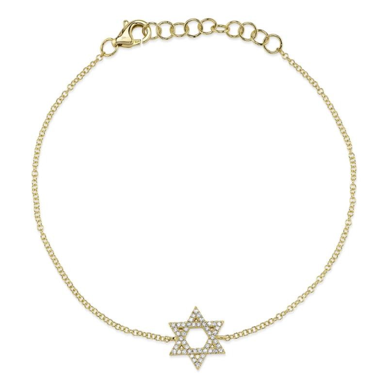 0.11Ct 14K Yellow Gold Diamond Star Of David Bracelet
