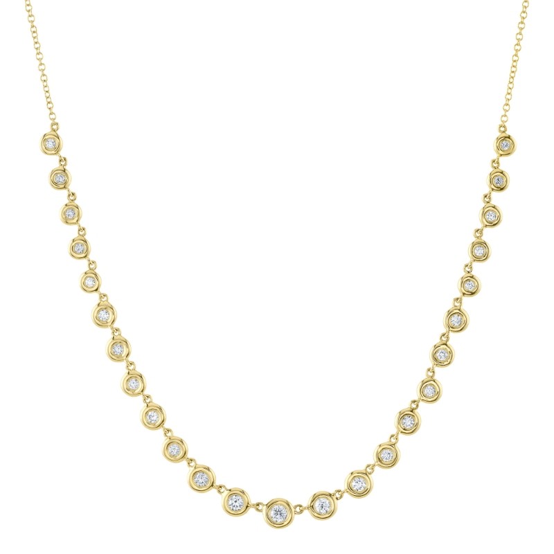 0.60Ct 14K Yellow Gold Diamond Bezel Necklace