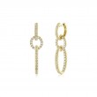 14K Yellow Gold Diamond Oval Drop Earrings