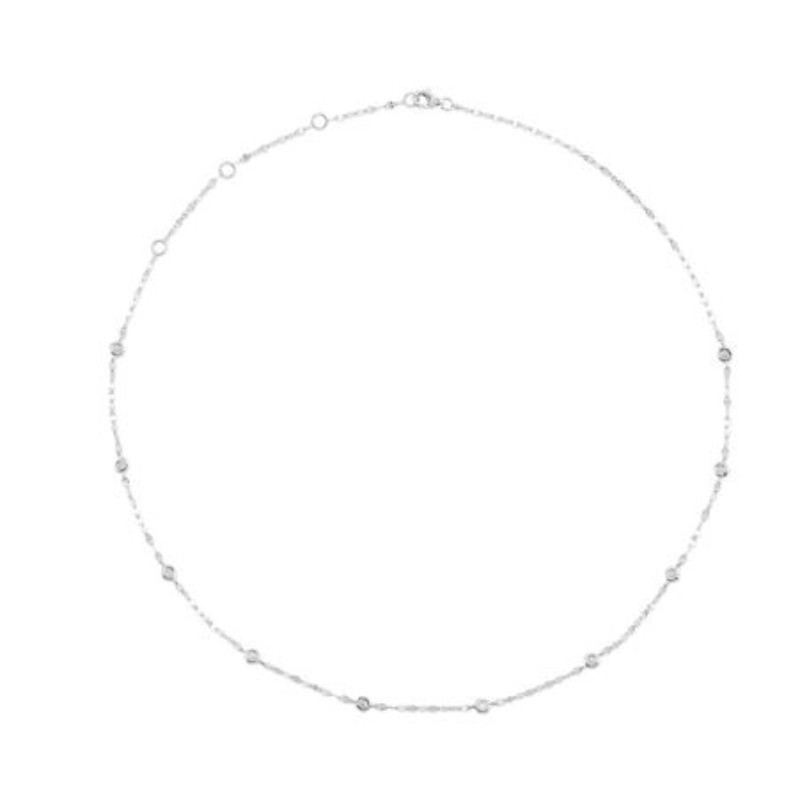 14K White Gold Diamonds By The Yard Necklace