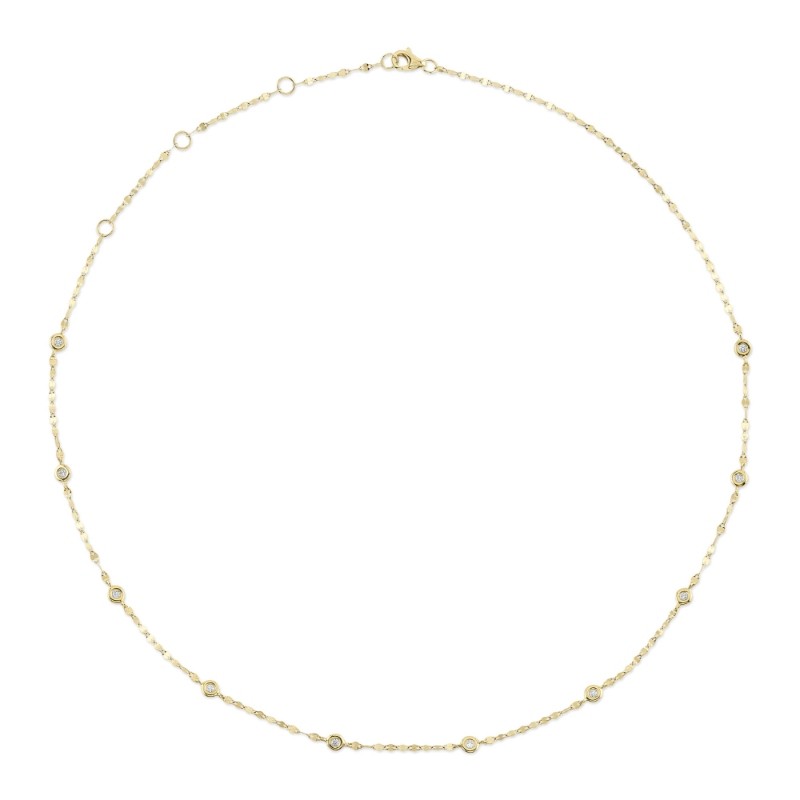 0.20Ct 14K Yellow Gold 18 Diamonds By The Yard Sparkle Chain Necklace