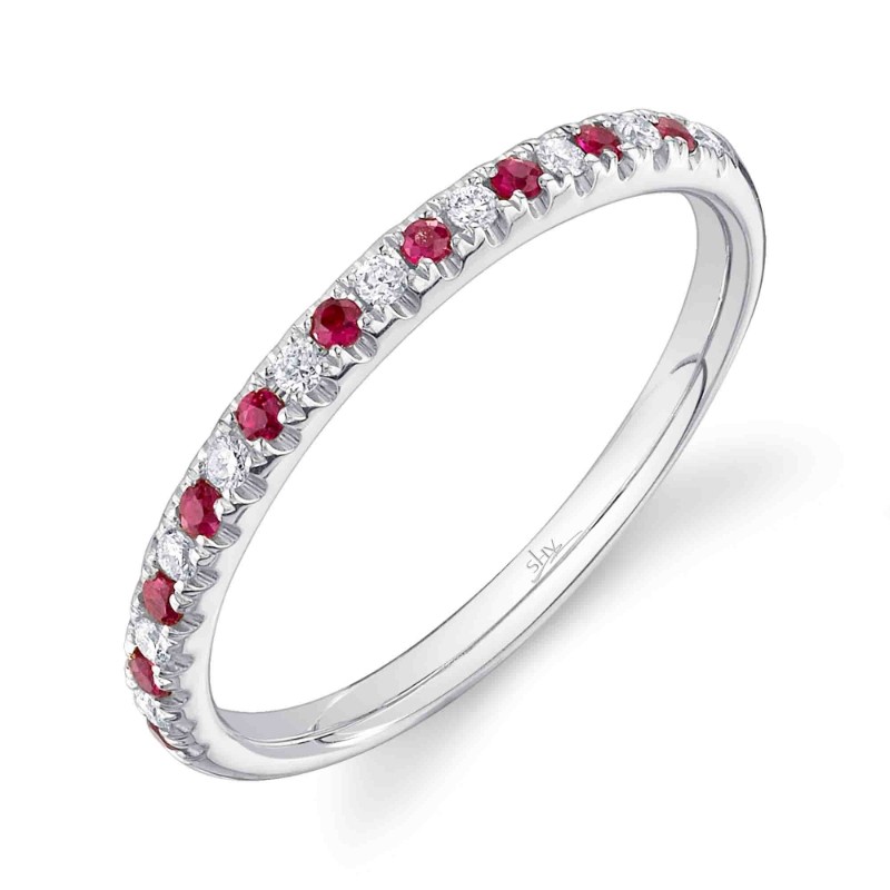 0.10Ct Diamond & 0.10Ct Ruby 14K White Gold Lady's Band