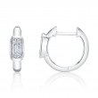 0.14Ct 14K White Gold Diamond Baguette Huggie Earrings