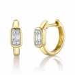 0.14Ct 14K Yellow Gold Diamond Baguette Huggie Earrings