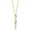 0.17Ct 14K Yellow Gold Diamond Pave Cross Sparkle Chain Necklace