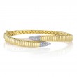0.24Ct 14K Yellow Gold Diamond Ribbed Bangle