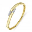 0.24Ct 14K Yellow Gold Diamond Ribbed Bangle