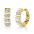 0.17Ct 14K Yellow Gold Diamond Ribbed Hoop Earrings