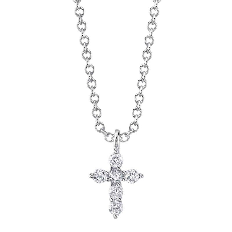 0.10Ct 14K White Gold Diamond Cross Necklace