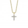 14K Yellow Gold Diamond Cross Necklace